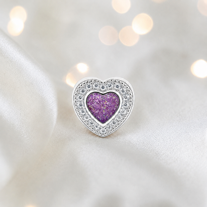 Rose pink sterling silver whispers of love  ashes memorial charm, handcrafted in Lancashire by keepsake memorial