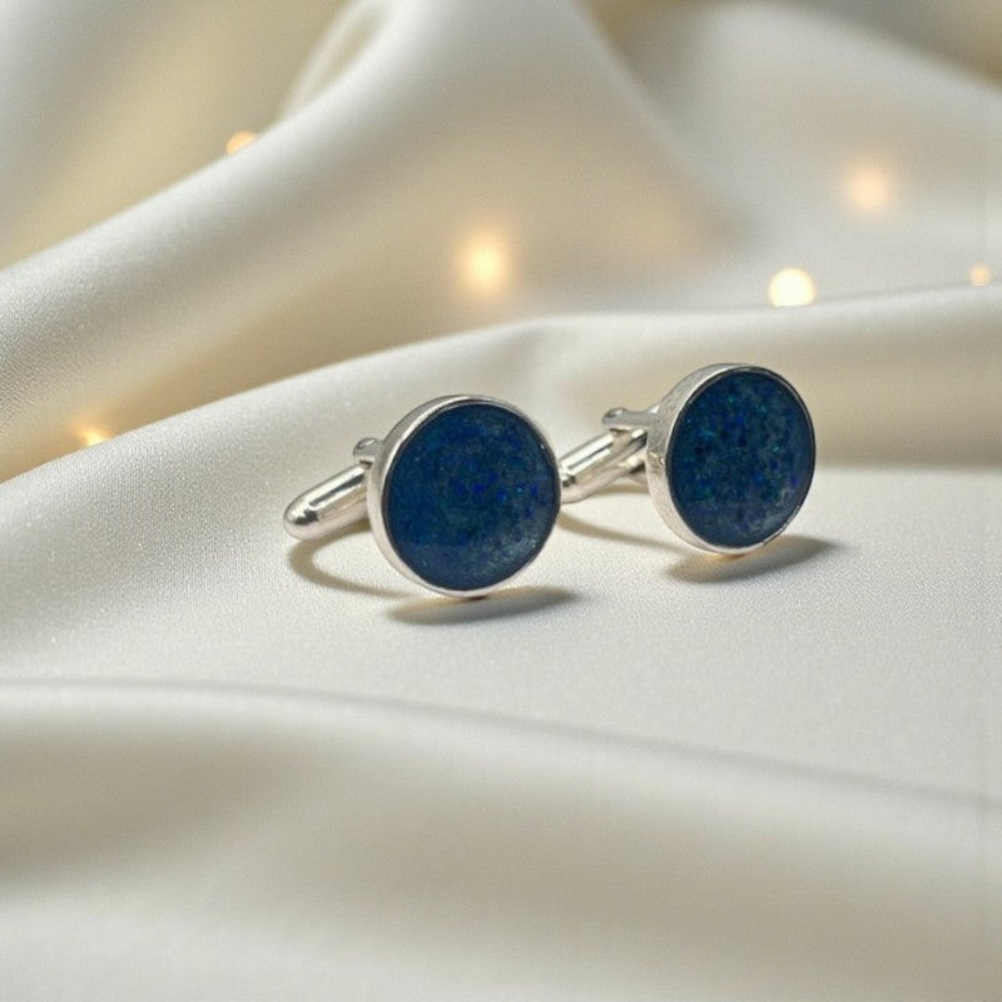 silver round cufflinks, handcrafted in lancashire