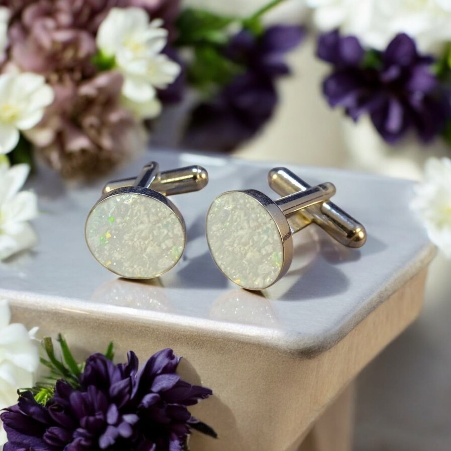 Solid 925 Silver round Cufflinks 12mm