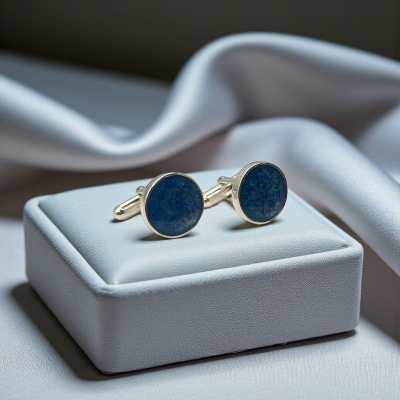 Men's round memorial cufflinks, handcrafted in Lancashire 
