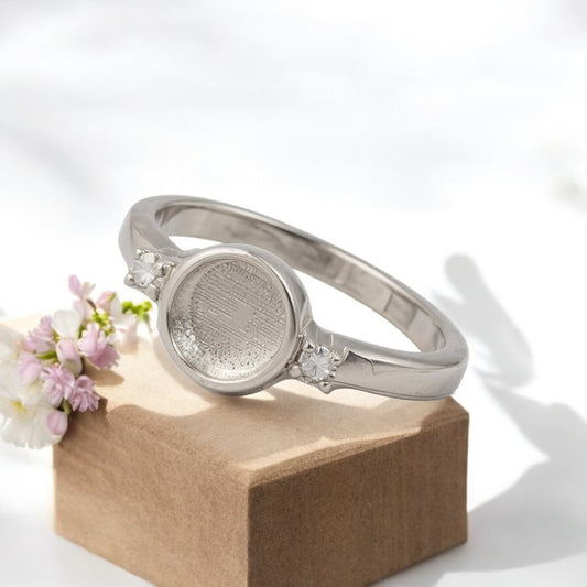 Solid Silver 6mm round Ring setting, with two cz stones