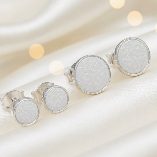 silver round memorial earrings, handcrafted in lancashire
