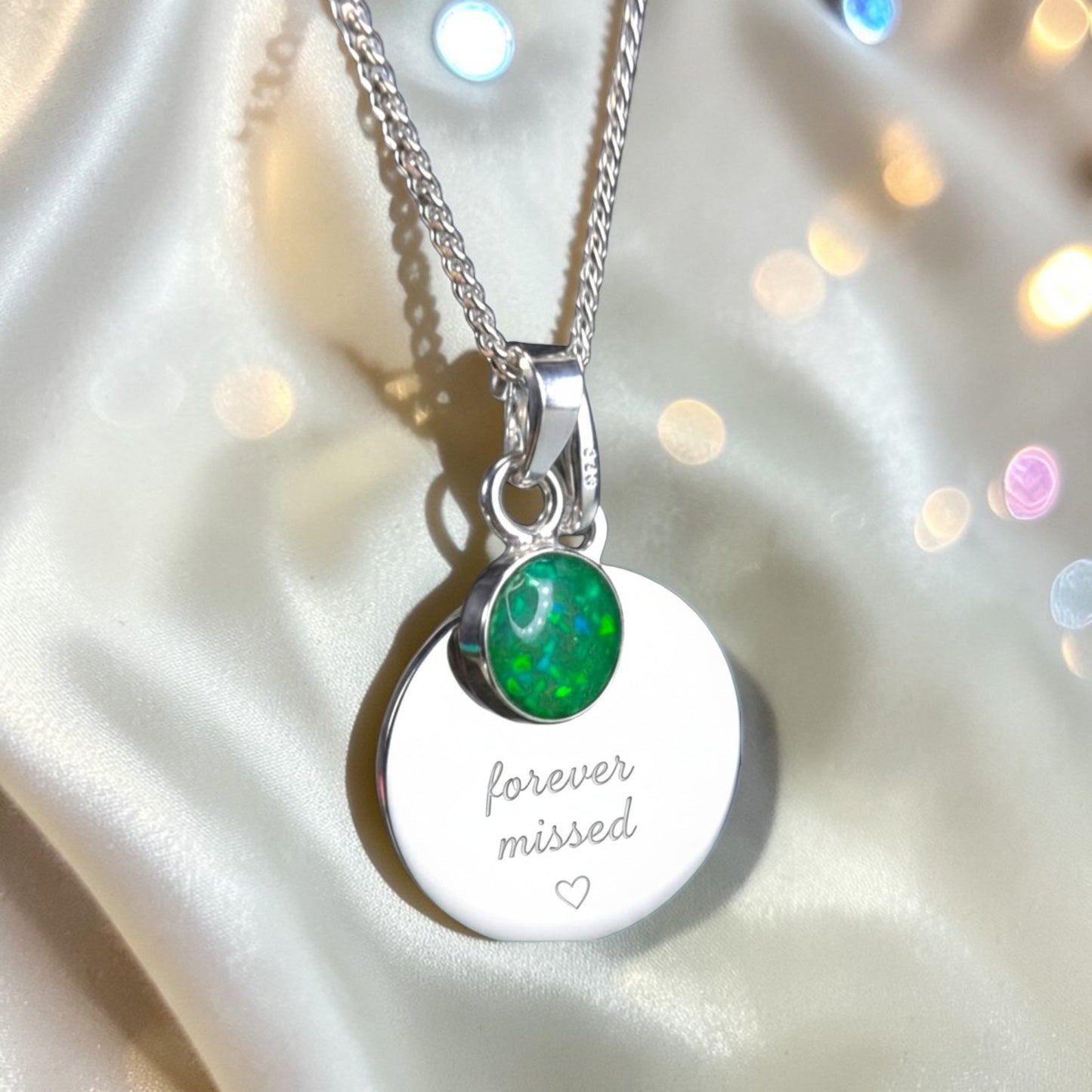 Keepsake Memorial Silver Ladies Engraved Handwriting Ashes Charm - Three Shapes Available