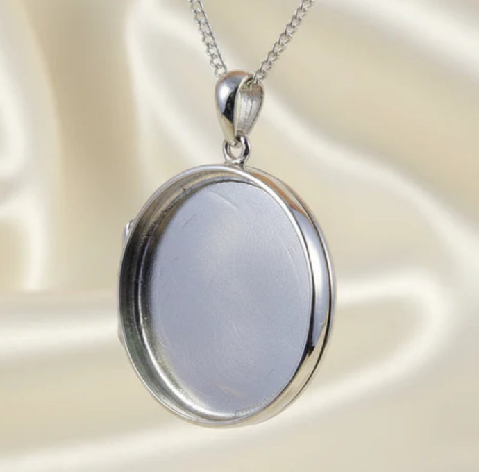 silver round keepsake locket, handcrafted in uk