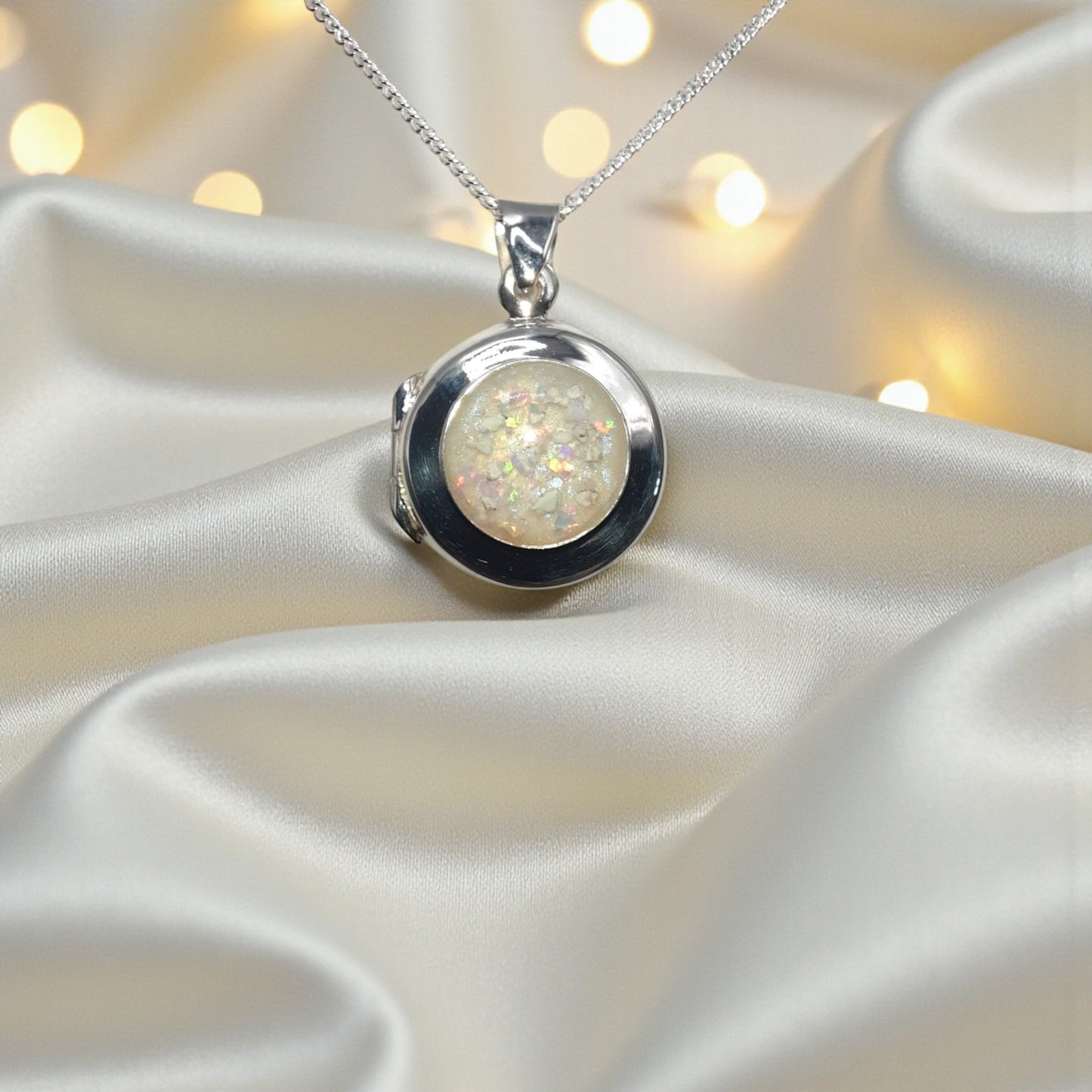 silver round memorial locket, handcrafted in lancashire, uk