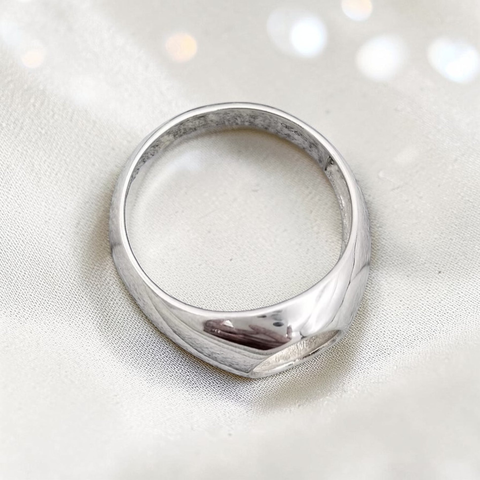 silver mens signet memory ring, handcrafted in uk