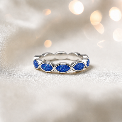 Keepsake Memorial Silver Amara Ashes Ring in Royal Blue - Handcrafted in the UK