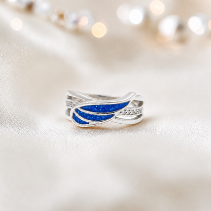 Keepsake Memorial Silver Angelica Ashes Ring in Royal Blue - Handcrafted in the UK