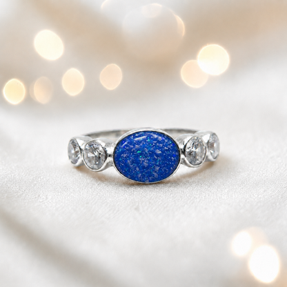 Keepsake Memorial Silver Arcadia Ashes Ring in Royal Blue  - Handcrafted in the UK