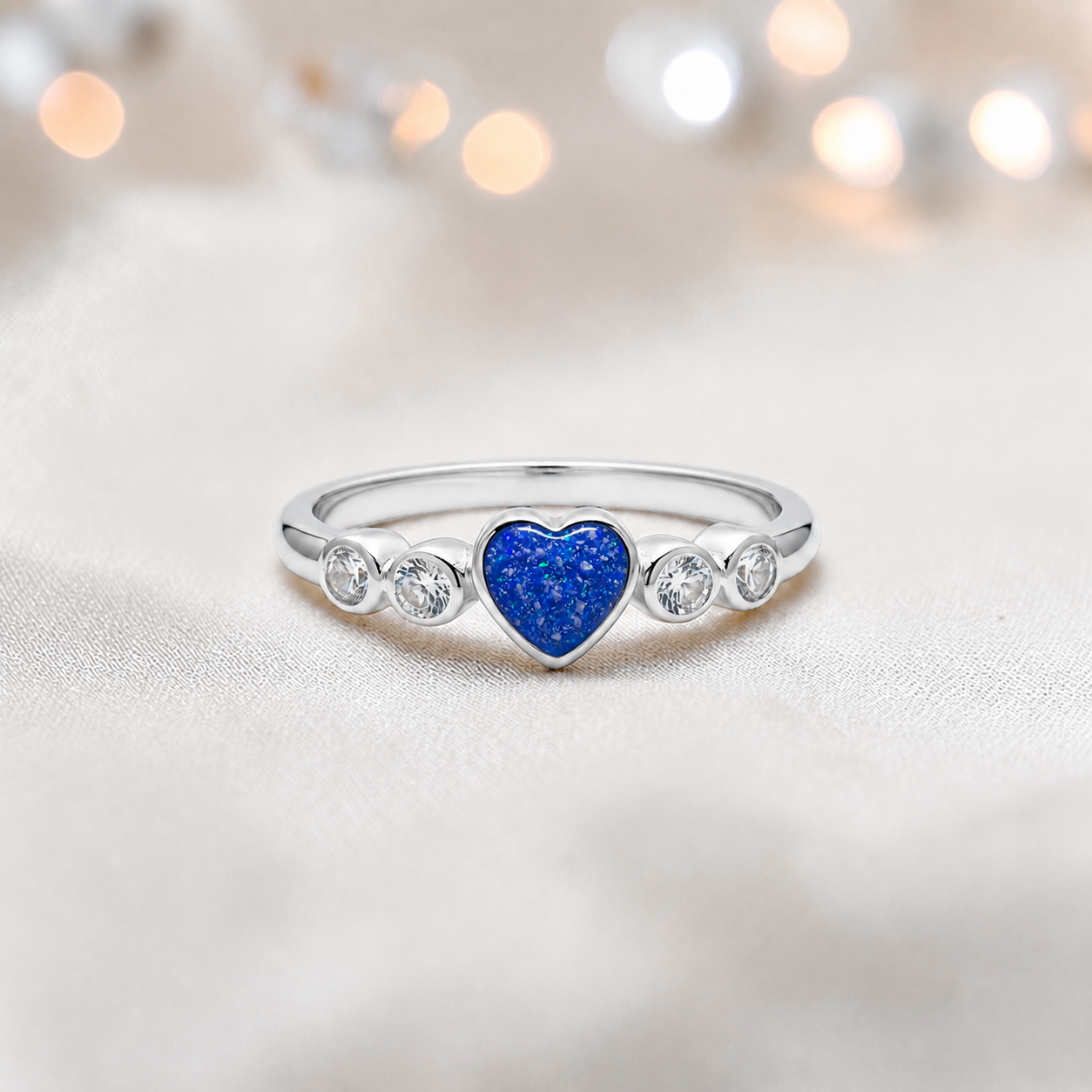 Keepsake Memorial Silver Auralia Ashes Ring in Royal Blue  - Handcrafted in the UK
