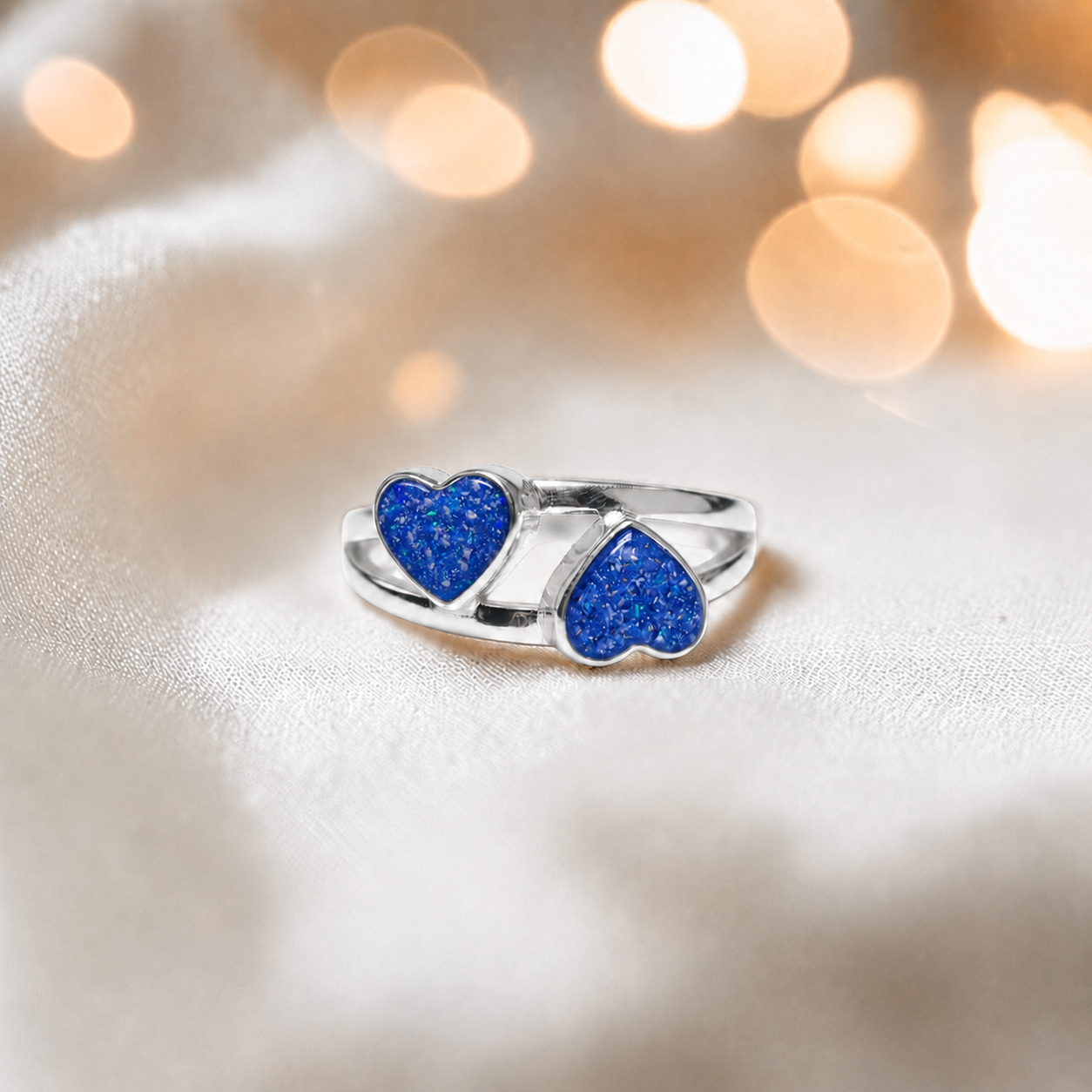 Keepsake Memorial alouette ashes ring, in royal blue, handcrafted in Lancashire, UK