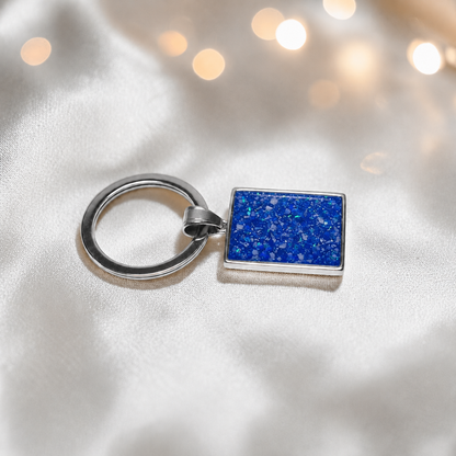 Stainless steel always with me keyring in royal blue, handcrafted in Lancashire, UK - by Keepsake Memorial Jewellery