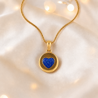 Royal Blue Dainty Heart 9ct gold pendant, handcrafted in Lancashire UK – by Keepsake Memorial Jewellery
