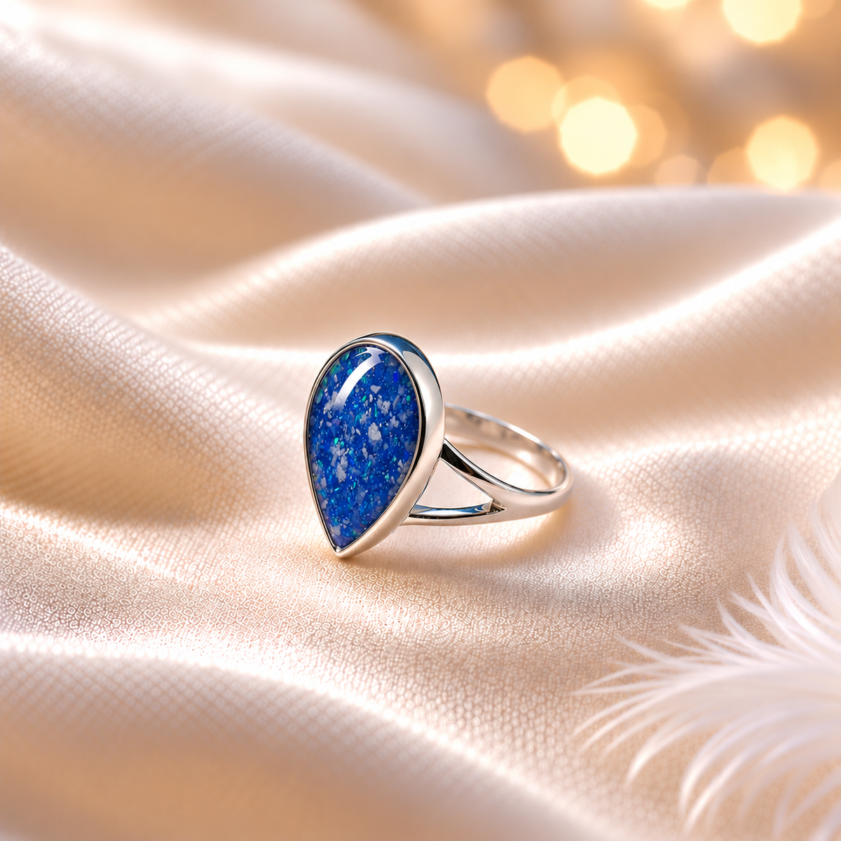 keepsake memorial silver teardrop ashes ring  Elizabeth, handcrafted in Lancashire