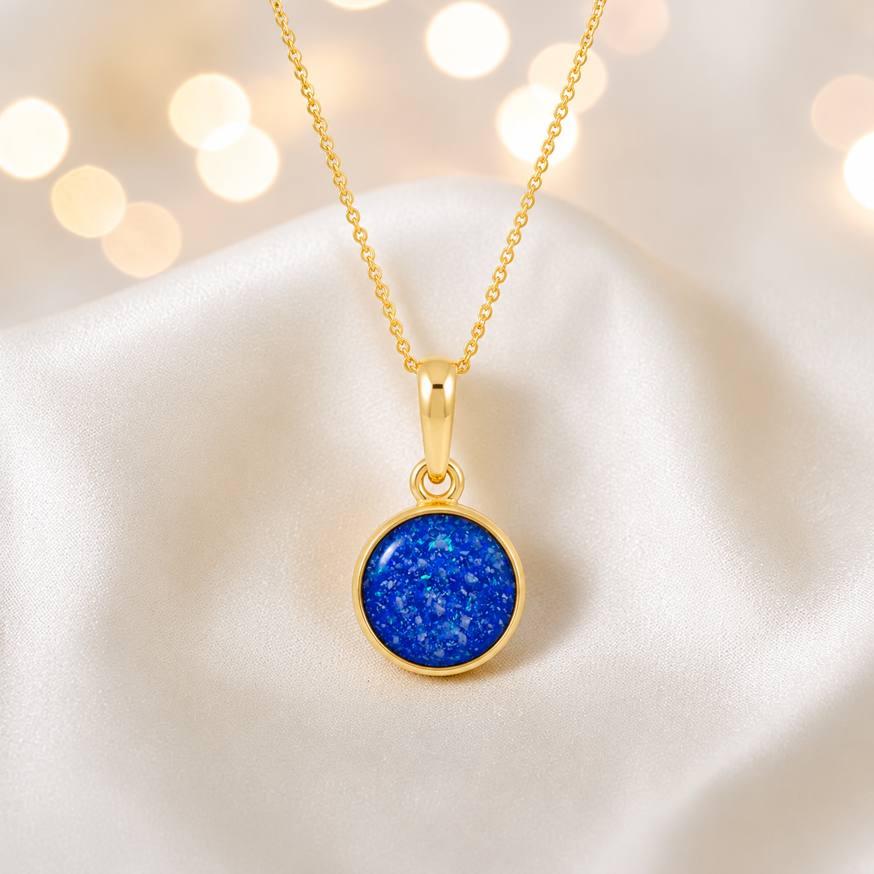 Royal Blue Eternal Gold 9ct gold pendant, handcrafted in Lancashire UK – by Keepsake Memorial Jewellery
