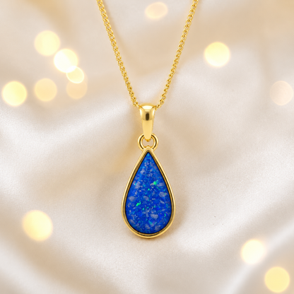 Royal Blue Golden Light 9ct gold pendant, handcrafted in Lancashire UK – by Keepsake Memorial Jewellery