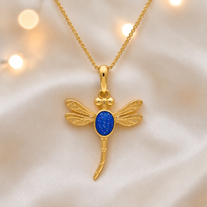 Royal Blue Golden Presence 9ct gold pendant, handcrafted in Lancashire UK – by Keepsake Memorial Jewellery