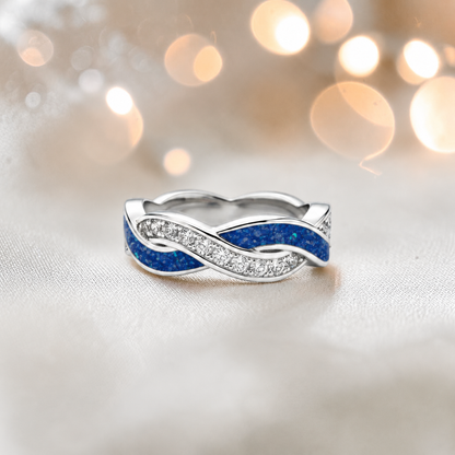 Keepsake Memorial silver Grace and ring, in royal blue, handcrafted in Lancashire, UK