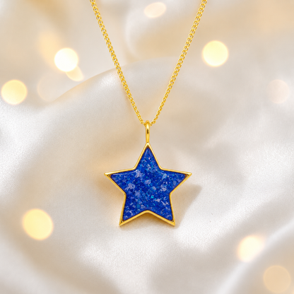 Royal Blue Merak Star 9ct gold pendant, handcrafted in Lancashire UK – by Keepsake Memorial Jewellery