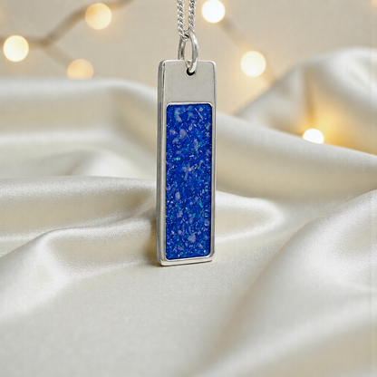 Royal blue Valour men's sterling silver memorial pendant,  handcrafted in Lancashire UK by Keepsake Memorial Jewellery