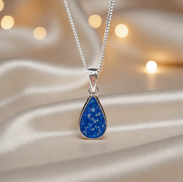 Keepsake Memorial Silver Ladies Teardrop Shape Ashes Pendant - Vega