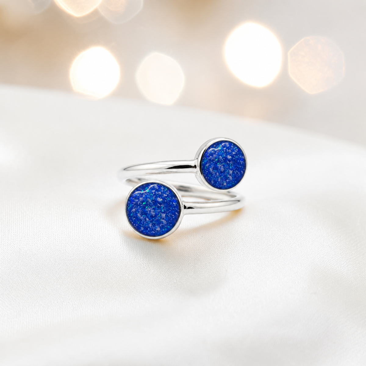 Keepsake Memorial Silver Elysia Ashes Ring in Royal Blue - Handcrafted in the UK