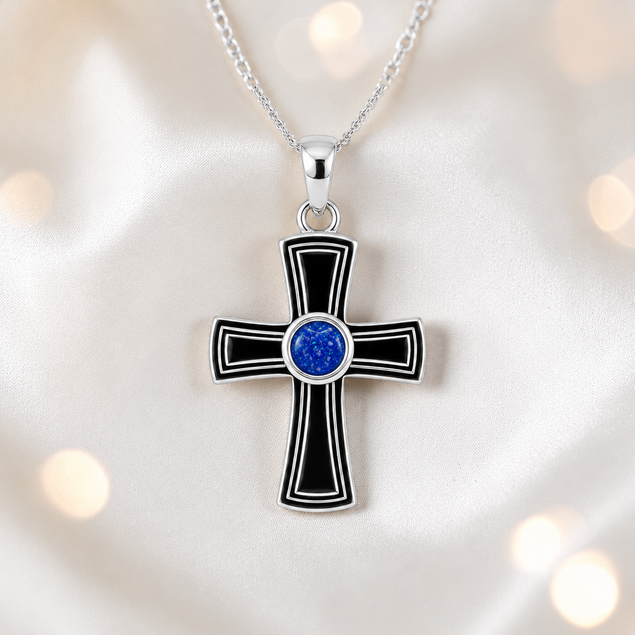 Keepsake Memorial Silver Unisex Cross Ashes Pendant - Escha