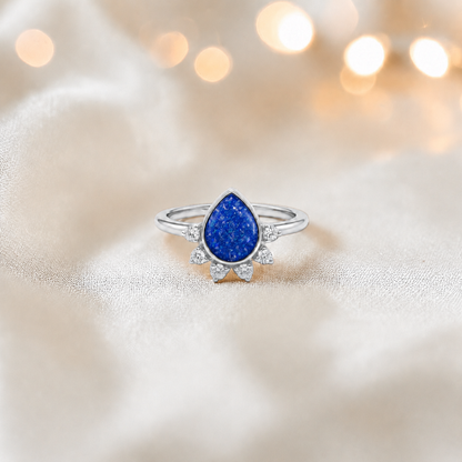 Keepsake Memorial Silver Eternelle Ashes Ring in Royal Blue  - Handcrafted in the UK