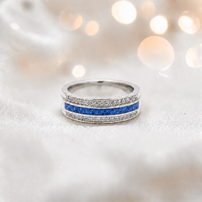 Keepsake Memorial Silver Evie Ashes Ring in Royal Blue - Handcrafted in the UK
