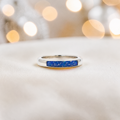 Keepsake Memorial Iris wishbone ashes ring in royal blue, handcrafted in Lancashire 