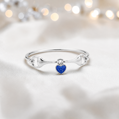 Silver Rocket snaffle bit ashes bangle in royal blue,  handcrafted in Lancashire UK - by Keepsake Memorial Jewellery