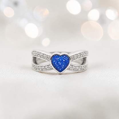 Keepsake Memorial Silver Stella Ashes Ring in royal blue - Handcrafted in the UK