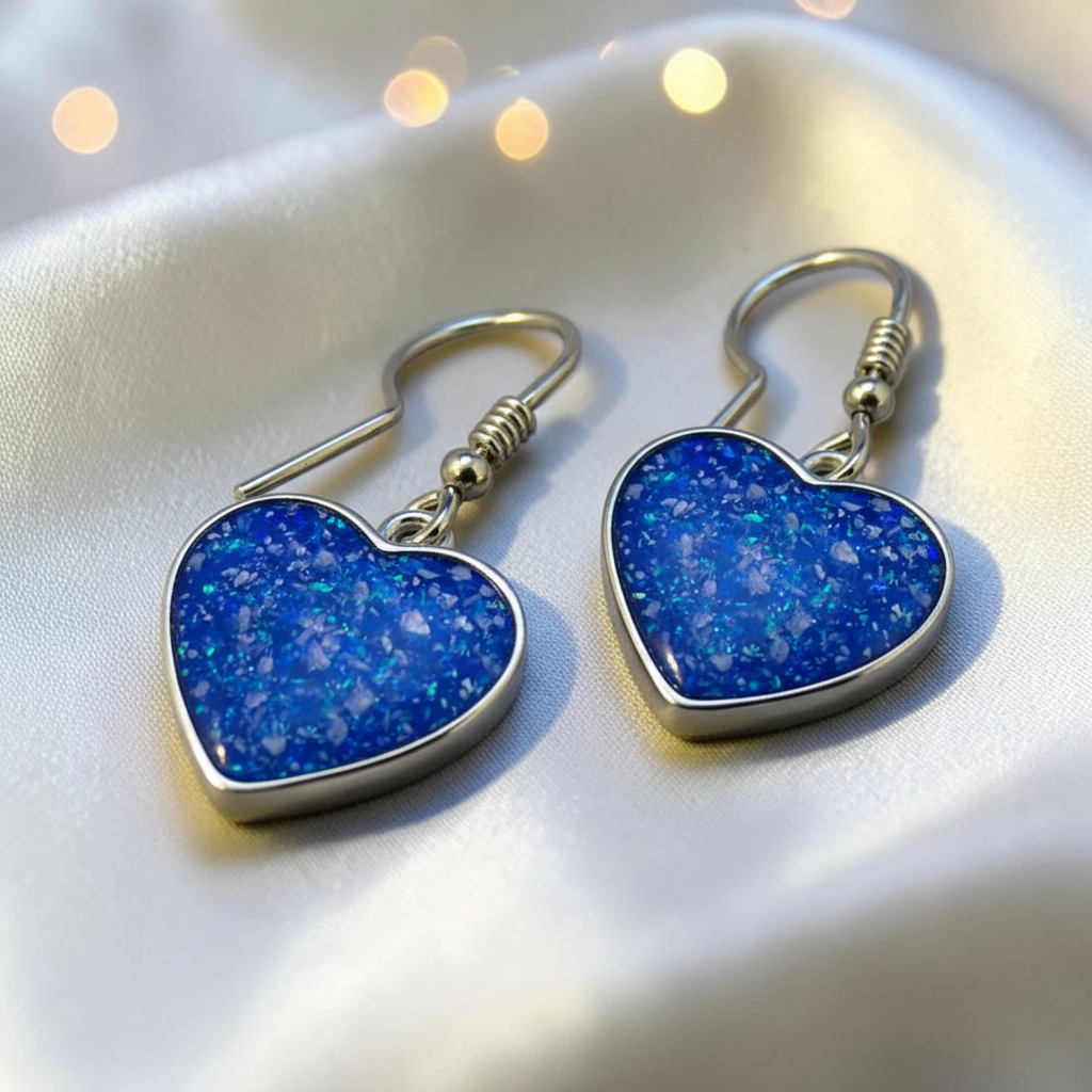 Keepsake Memorial Silver Ladies Heart Ashes Earrings - Whispers Of Love