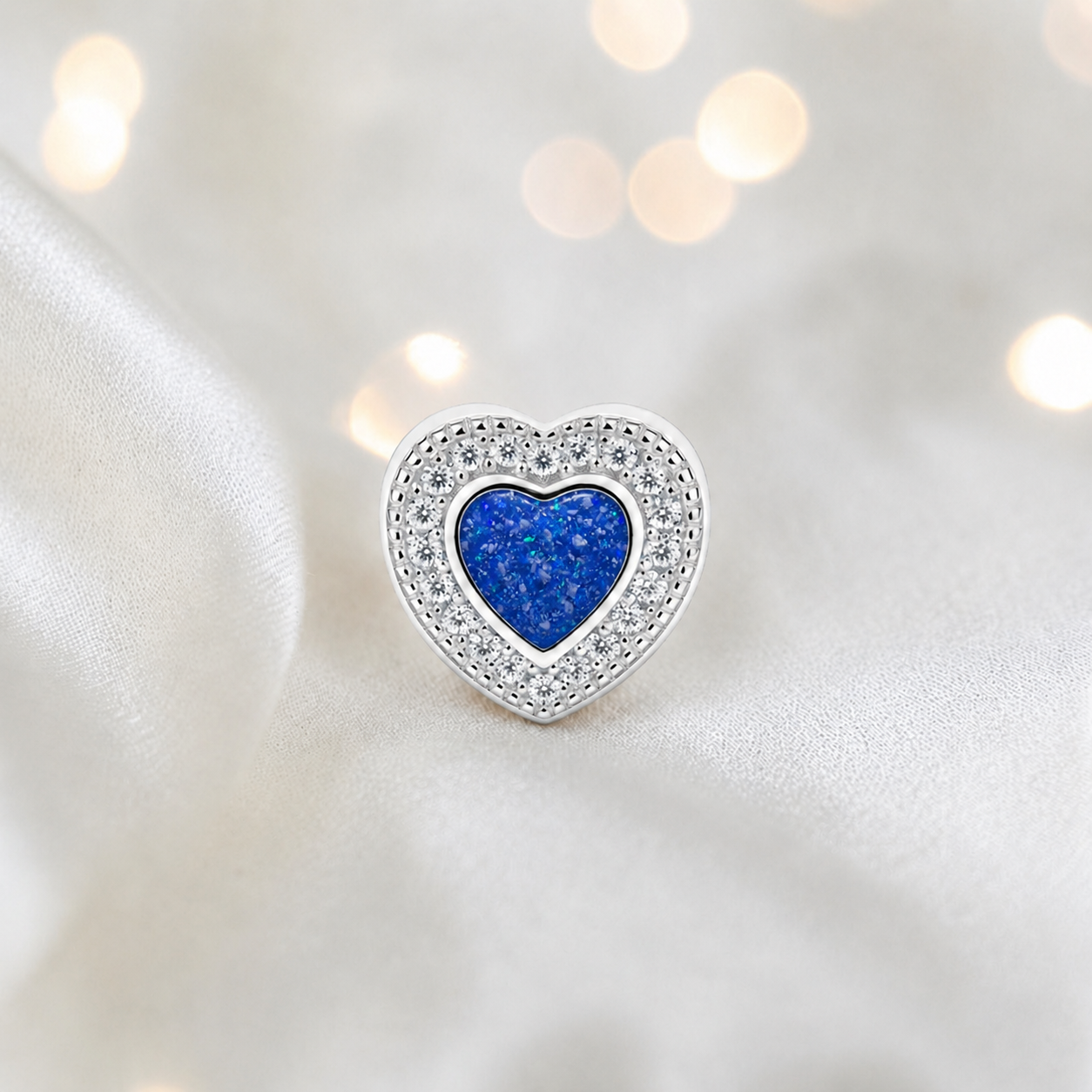 Royal blue sterling silver whispers of love  ashes memorial charm, handcrafted in Lancashire by keepsake memorial