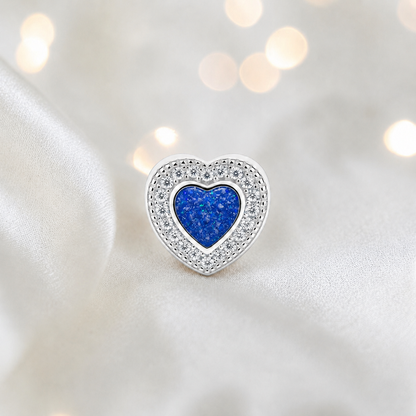 Royal blue sterling silver whispers of love  ashes memorial charm, handcrafted in Lancashire by keepsake memorial