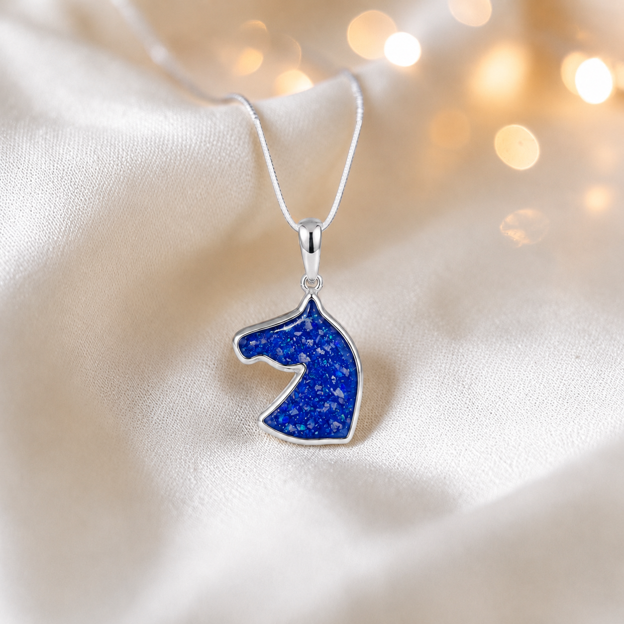 Willow horse head ashes pendant in royal blue, handcrafted in Lancashire UK - by Keepsake Memorial Jewellery