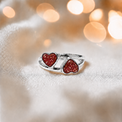 Keepsake Memorial alouette ashes ring, in ruby red, handcrafted in Lancashire, UK