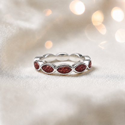 Keepsake Memorial Silver Amara Ashes Ring in Ruby Red - Handcrafted in the UK