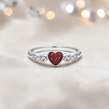 Keepsake Memorial Silver Auralia Ashes Ring in Ruby Red - Handcrafted in the UK