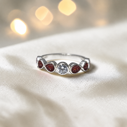 Keepsake Memorial Silver Celestina Ashes Ring in Ruby Red- Handcrafted in the UK