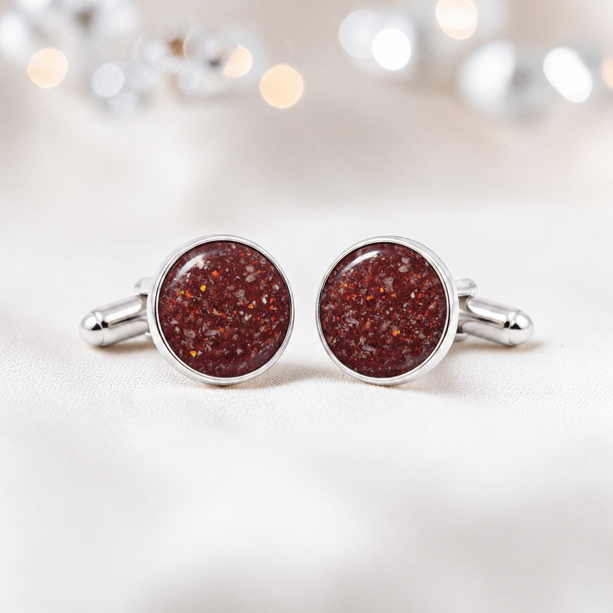 Ruby Eterna memorial ashes cufflinks, handcrafted in Lancashire UK
