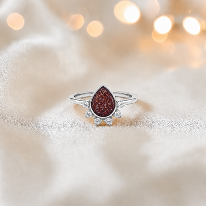 Keepsake Memorial Silver Eternelle Ashes Ring in Ruby Red - Handcrafted in the UK