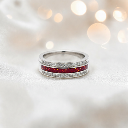 Keepsake Memorial Silver Evie Ashes Ring in Ruby Red - Handcrafted in the UK