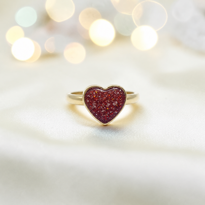 Ruby Red 9ct gold heart memorial ring, Juliette, handcrafted in Lancashire, UK – by Keepsake Memorial Jewellery