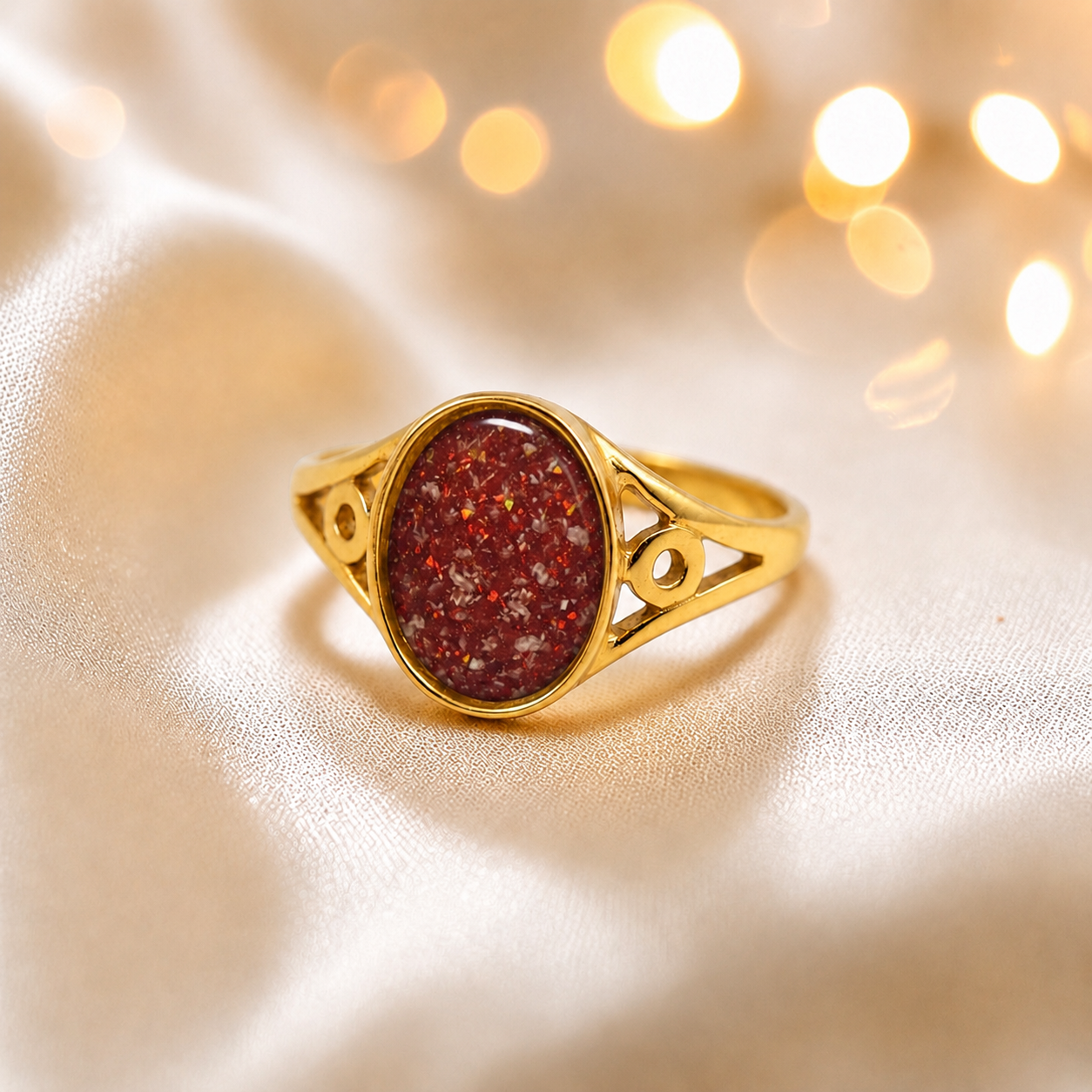 Ruby Red Margot 9ct gold signet memorial ring, handcrafted in Lancashire, UK – by Keepsake Memorial Jewellery