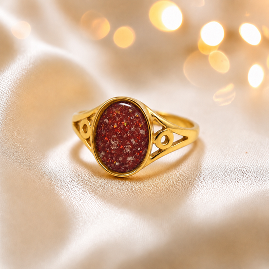 Ruby Red Margot 9ct gold signet memorial ring, handcrafted in Lancashire, UK – by Keepsake Memorial Jewellery