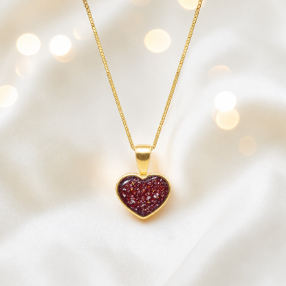 Ruby Red Treasured  heart 9ct gold pendant, handcrafted in Lancashire UK – by Keepsake Memorial Jewellery