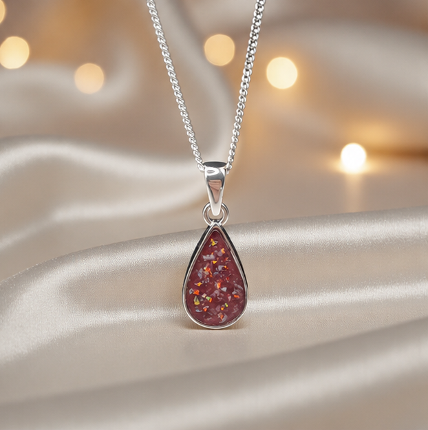 Keepsake Memorial Silver Ladies Teardrop Shape Ashes Pendant - Vega