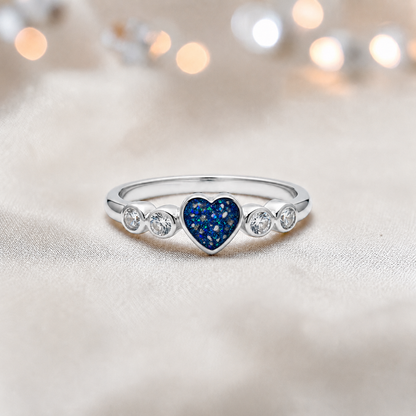 Keepsake Memorial Silver Auralia Ashes Ring in Sapphire Glow  - Handcrafted in the UK