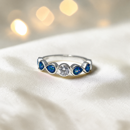Keepsake Memorial Silver Celestina Ashes Ring in Sapphire Glow - Handcrafted in the UK